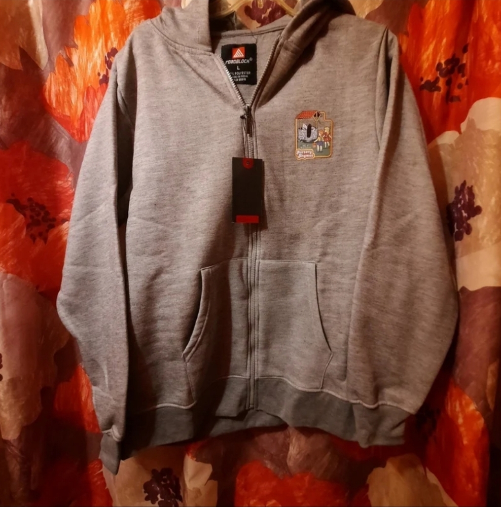 NEW Unisex Large Graphic Grey Hoodie